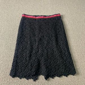 Trina‎ Turk Womens Skirt Size 4 Black Floral Crochet Lined Pencil Straight